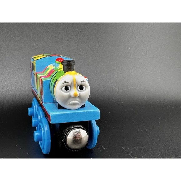 Paint Splattered Thomas The Train Wooden Railway Vtg 2003 Learning Curve Engine - Picture 5 of 14